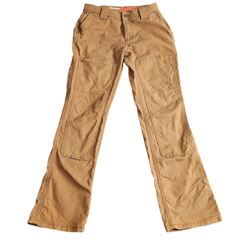Dickies Carpenter Pants Womens 6 Brown Flex Double‎ Knee Duck Canvas Workwear